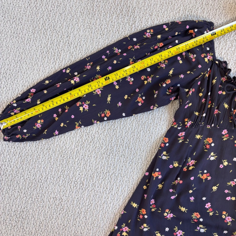 Billabong Floral Maxi Dress, Black XS, Long Sleeve Boho Prairie Cottage whimsy - Picture 10 of 16